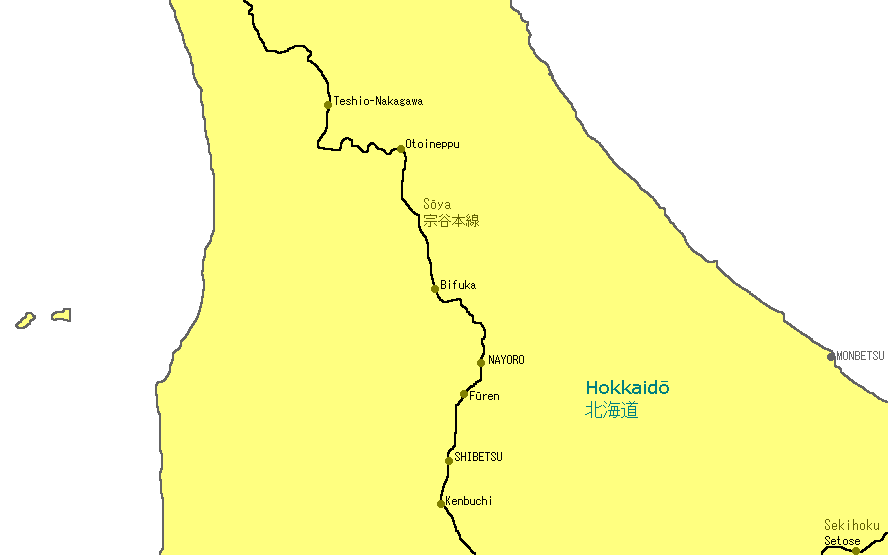 Shibetsu Railway Map
