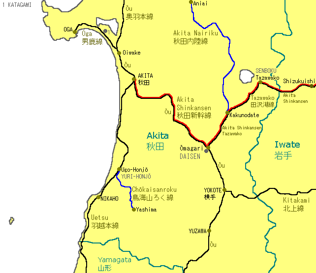 Akita Railway Map