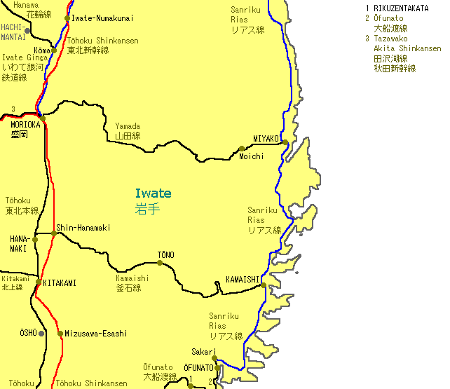 Morioka Railway Map