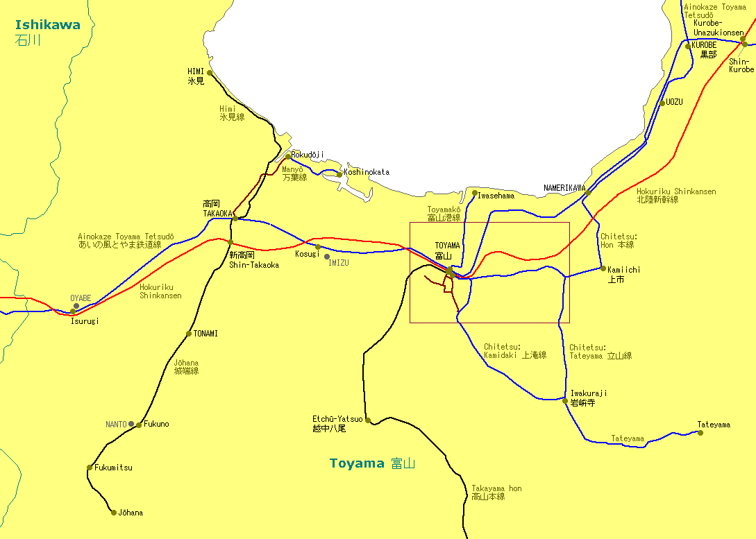Takaoka - Toyama Railway Map