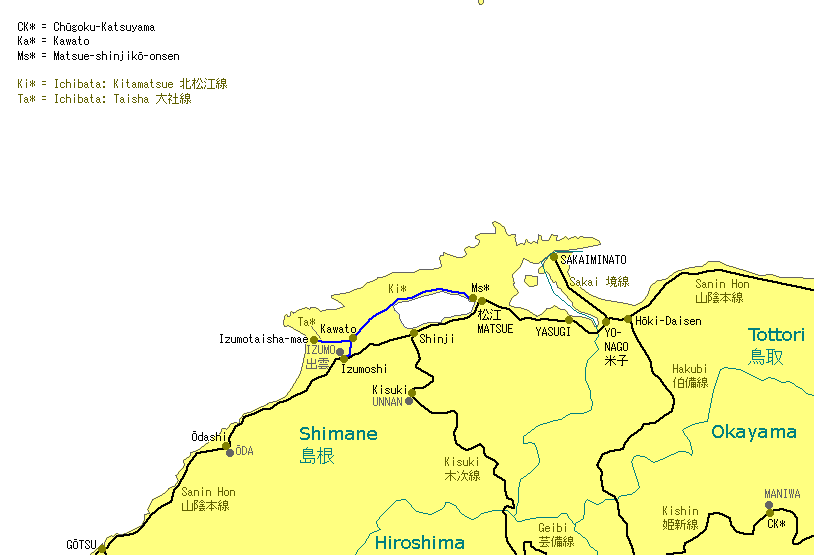 North Chūgoku Railway Map