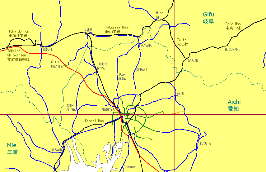 Gifu - Nagoya Railway Map