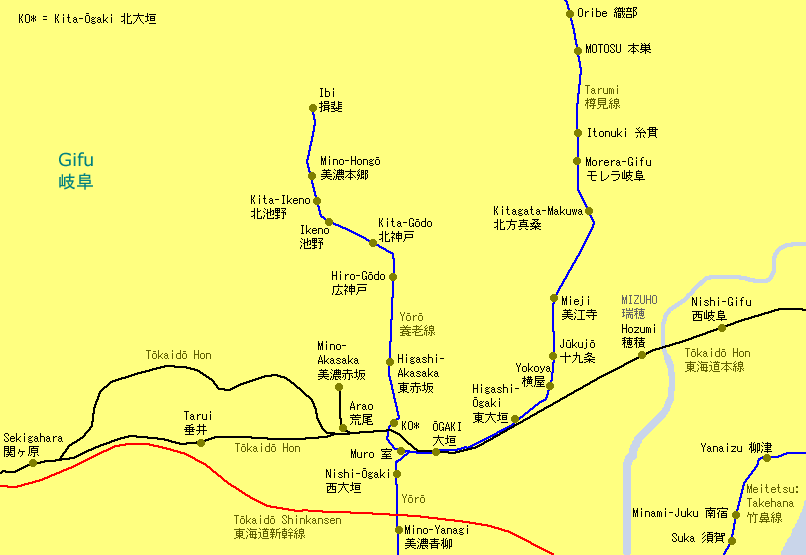 Ōgaki Railway Map