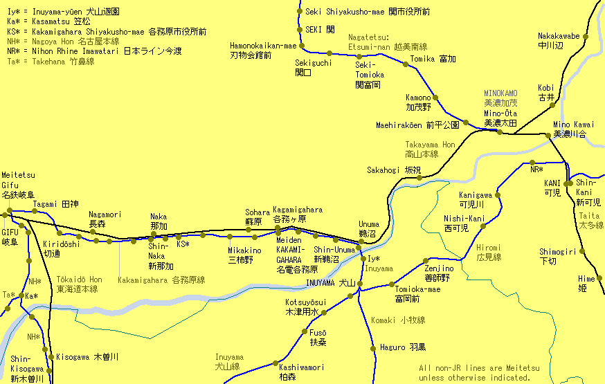 Inuyama Railway Map