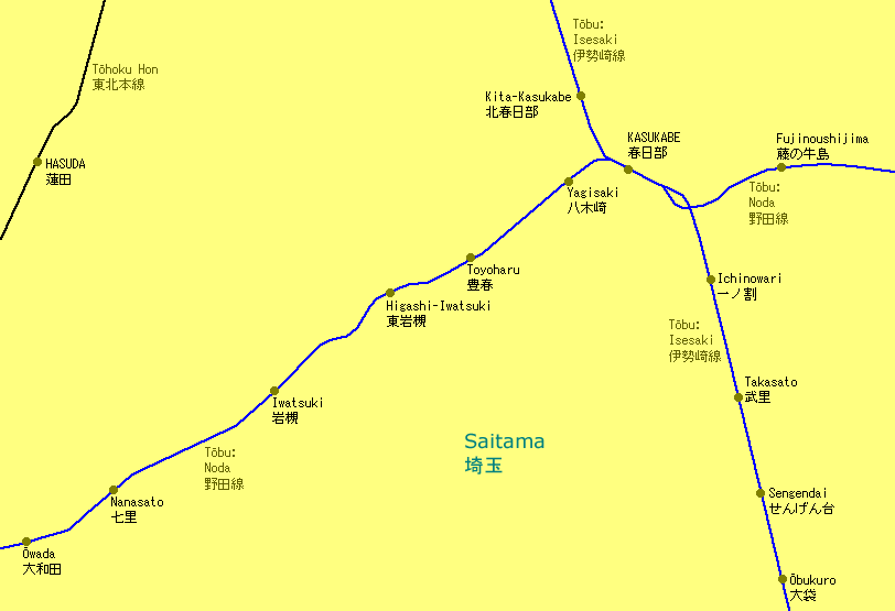 Kasukabe Railway Map