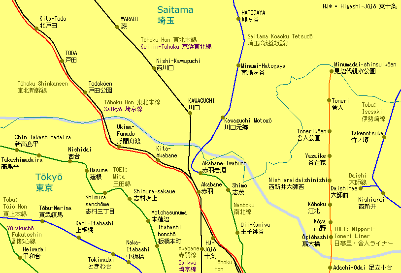 Akabane Railway Map