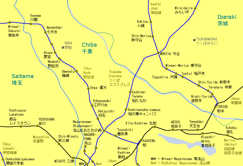 Kashiwa Railway Map