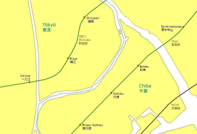 Gyōtoku Railway Map