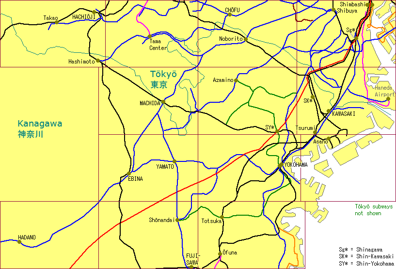 Yokohama - S Tōkyō Railway Map
