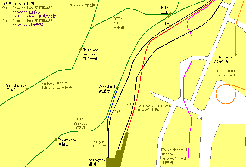 Shinagawa Railway Map