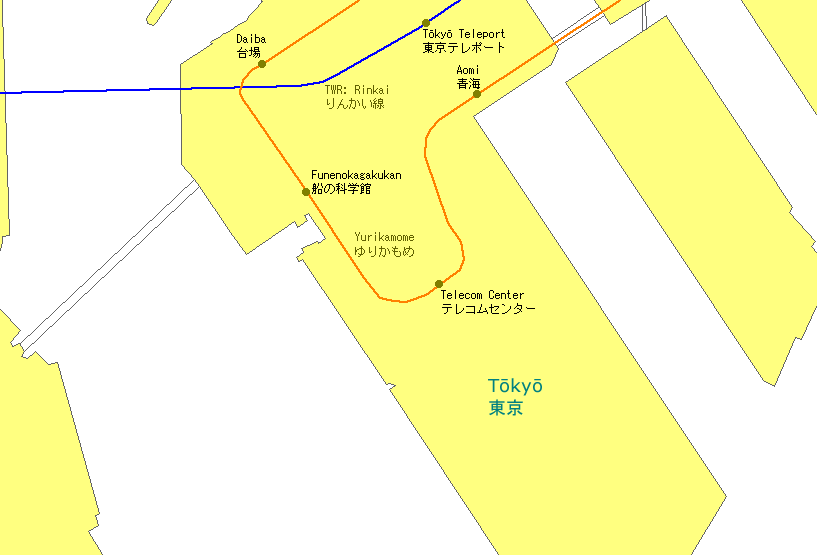 Daiba Railway Map