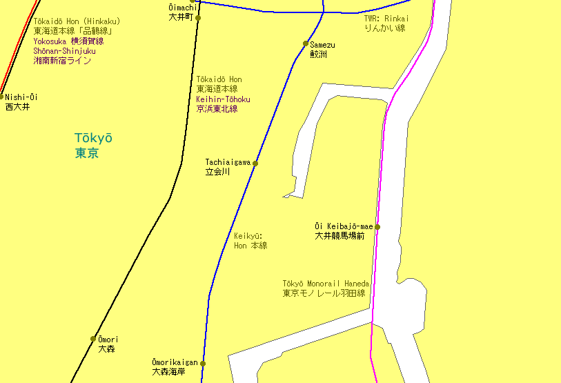Tachiaigawa Railway Map