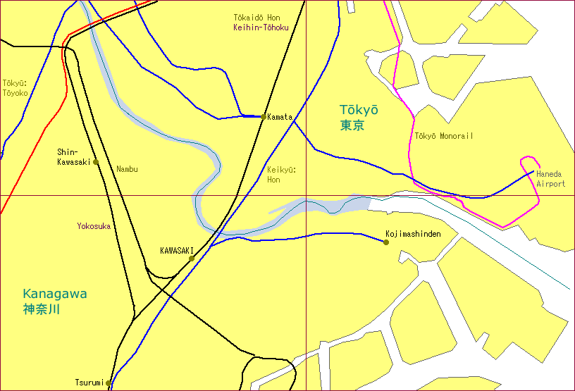 Kawasaki - Haneda Railway Map