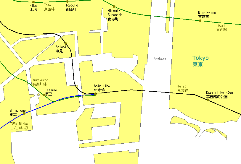 Shin-Kiba Railway Map