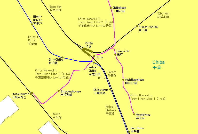 Chiba station Railway Map