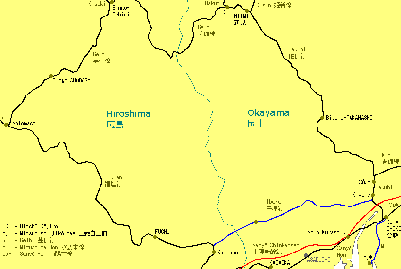 Kurashiki Railway Map