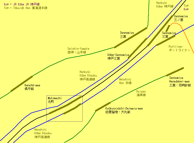 Sannomiya Railway Map