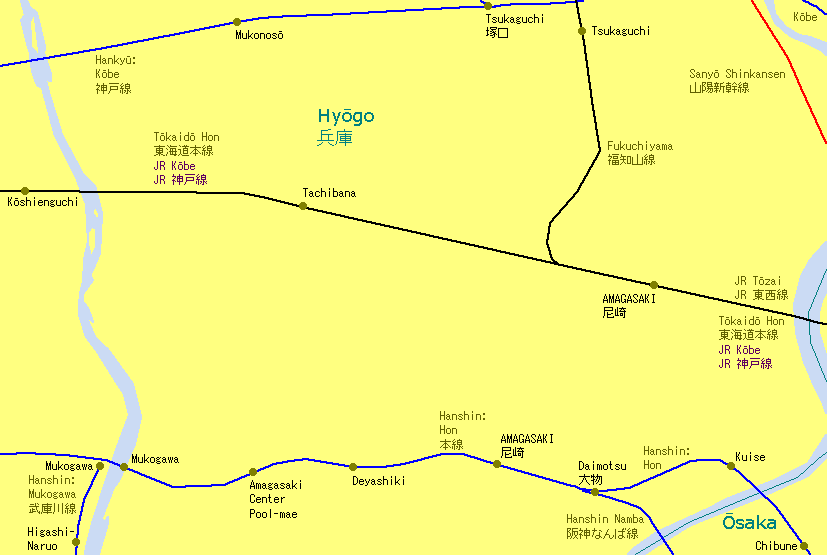 Amagasaki Railway Map
