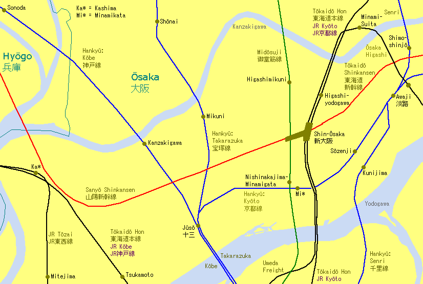 Shin-Ōsaka Railway Map