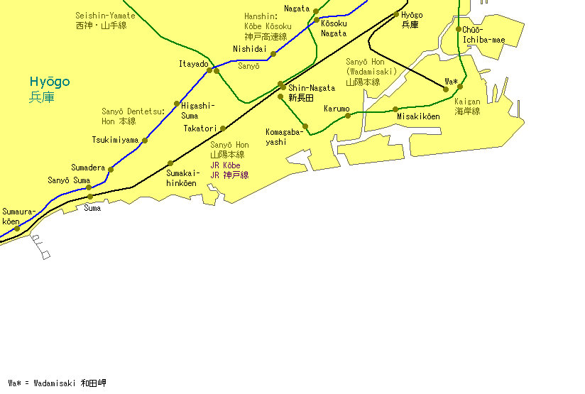 Wadamisaki Railway Map