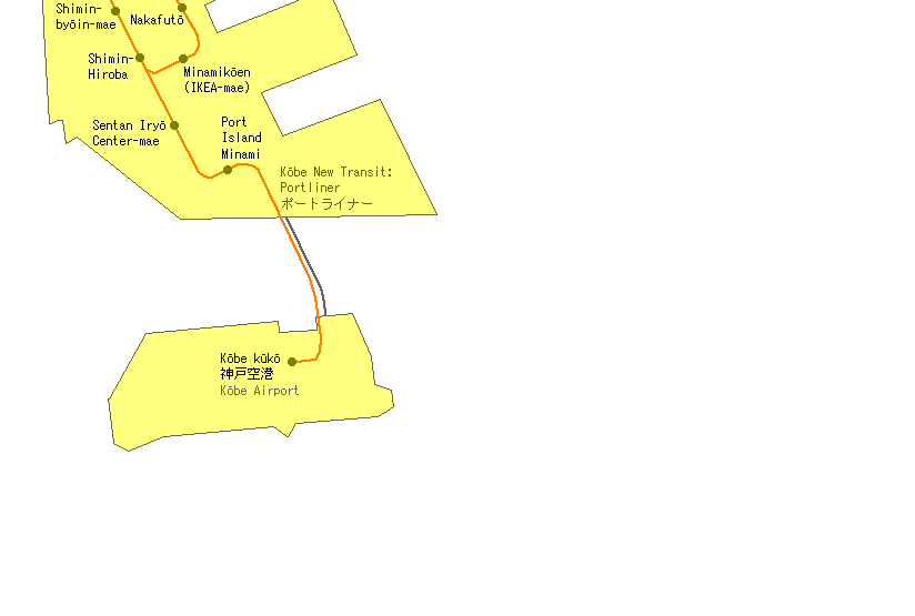 Kōbe Airport Railway Map