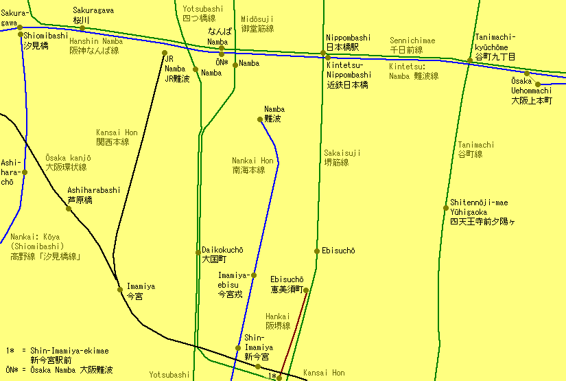 Namba Railway Map