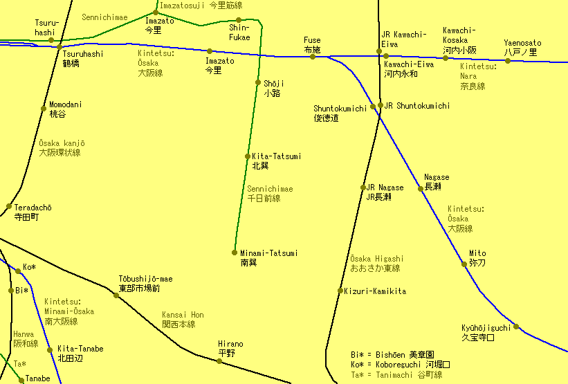 Tsuruhashi Railway Map