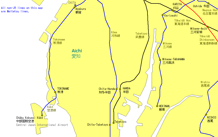 Tokoname Railway Map