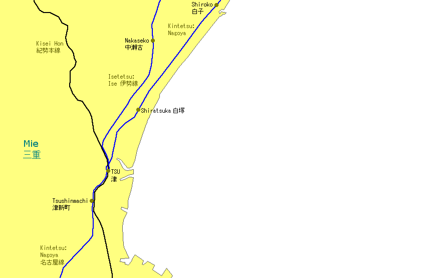 Tsu Railway Map