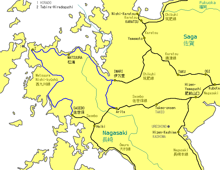 Sasebo Railway Map