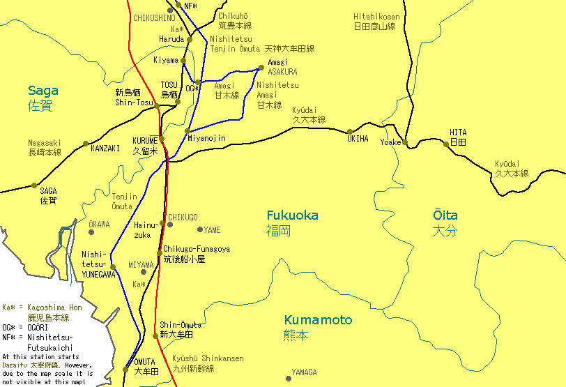 Kurume Railway Map