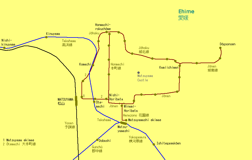 Matsuyama City Railway Map