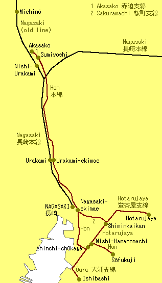Nagasaki Railway Map