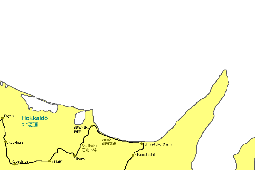 Abashiri Railway Map
