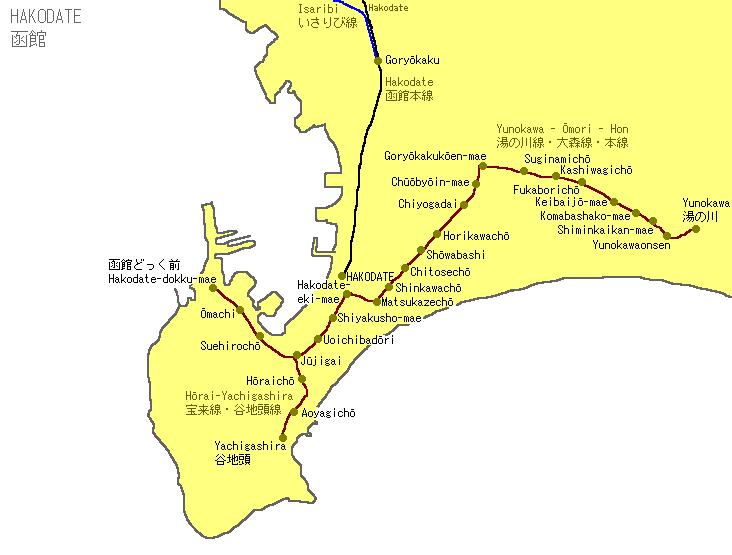 Hakodate City Railway Map