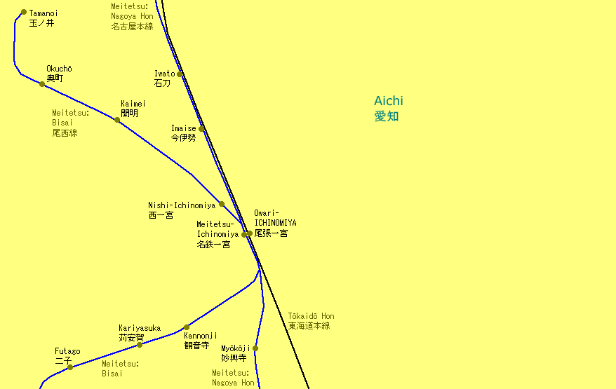 Ichinomiya Railway Map