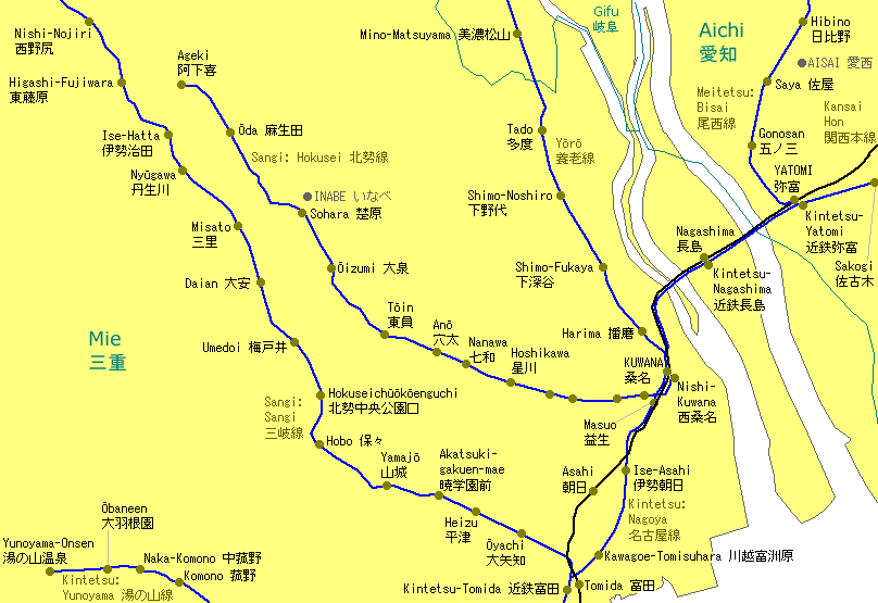 Kuwana Railway Map