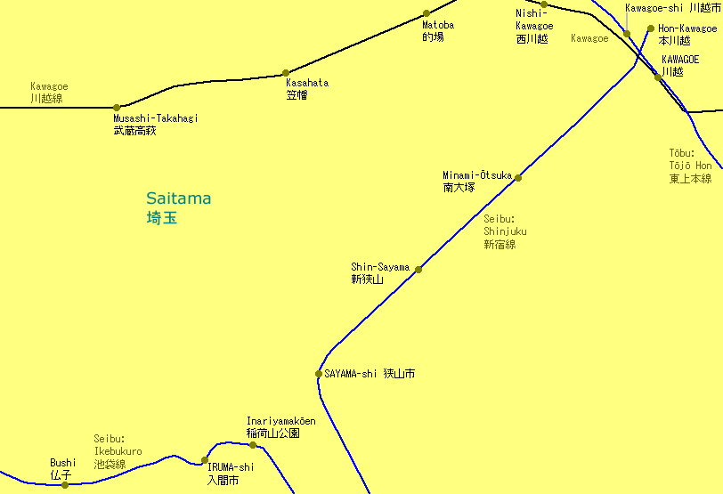 Kawagoe Railway Map