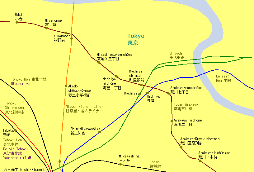 Machiya Railway Map