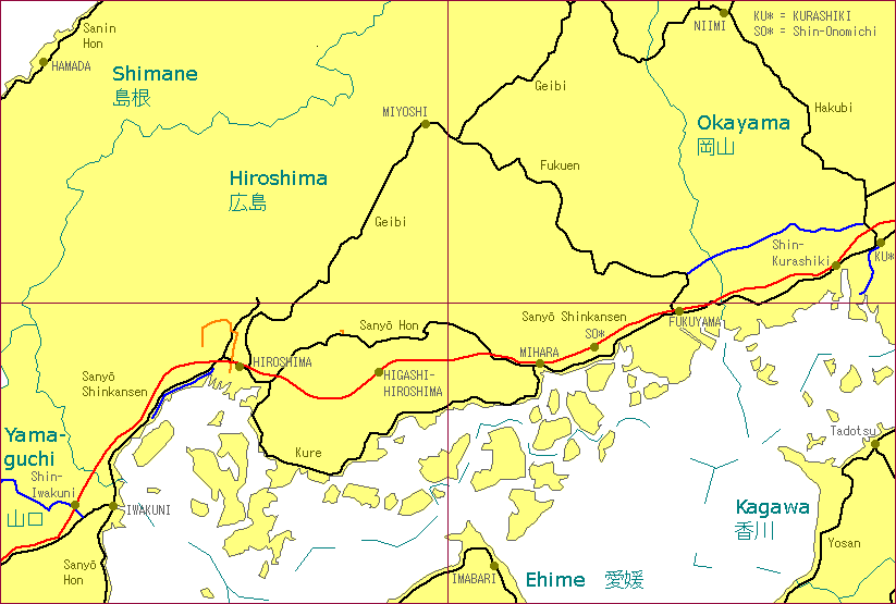 Central Chūgoku Railway Map