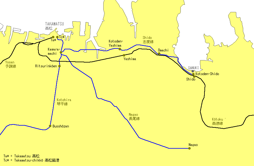 Takamatsu city Railway Map