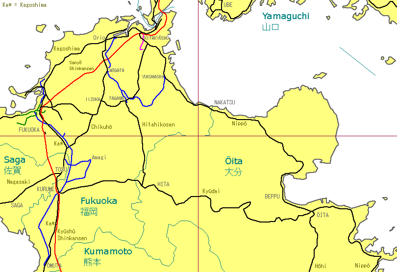NE Kyūshū Railway Map