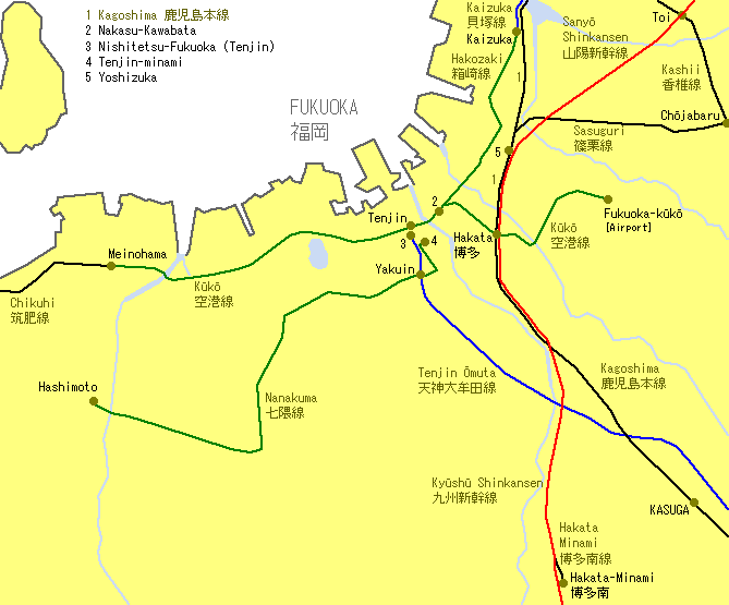 Fukuoka City Railway Map