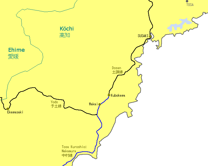 Kubokawa Railway Map