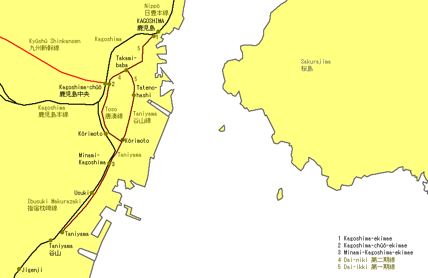 Kagoshima City Railway Map
